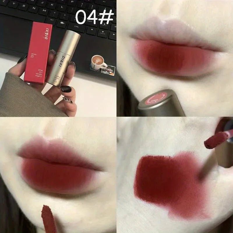 Long-Lasting Waterproof Matte Velvet Lip Gloss – Smooth Nude Brown Lip Tint for Festival Gifts