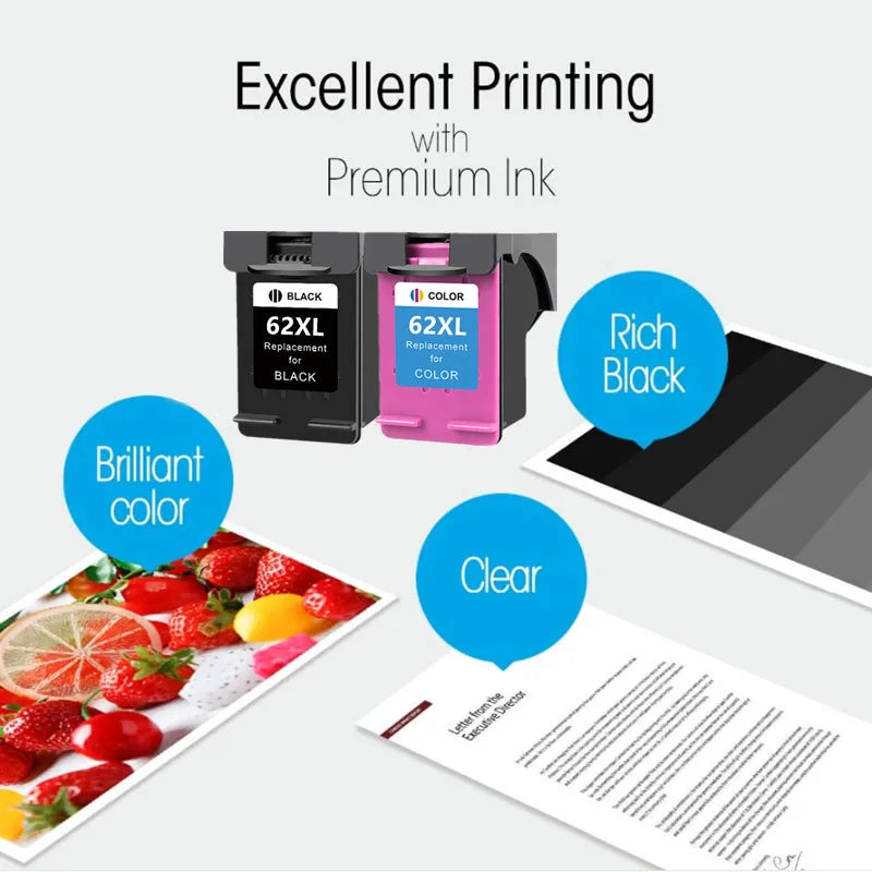 HP 62XL Compatible Ink Cartridge Replacement – High Yield Ink for HP Envy 5640 & OfficeJet 200, 5540, 5740, 5542, 7640 Printers