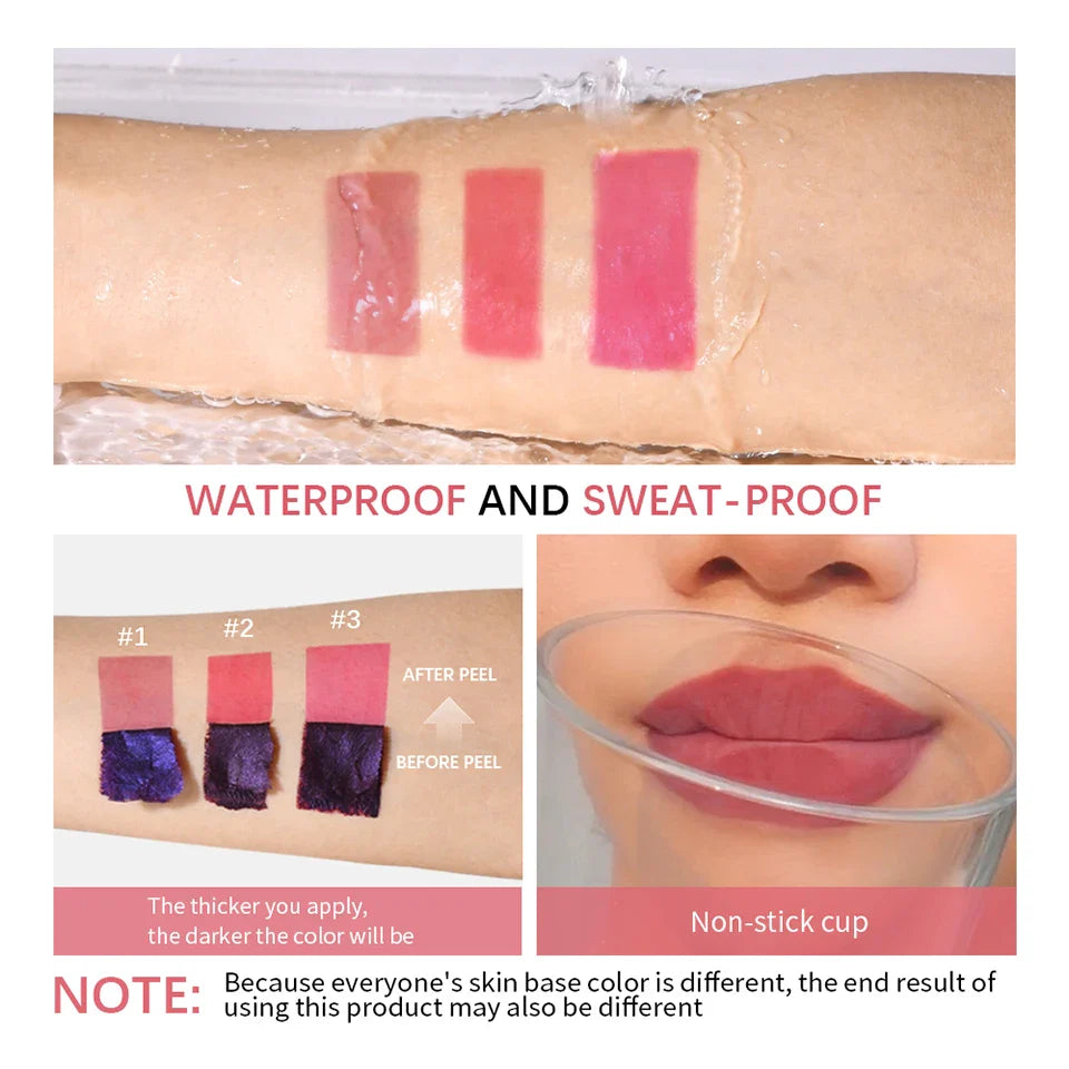 Peel-Off Lip Stain – Long-Lasting, Waterproof Pink Lip Tint | Transfer-Proof Natural Lip Color for Women’s Cosmetics
