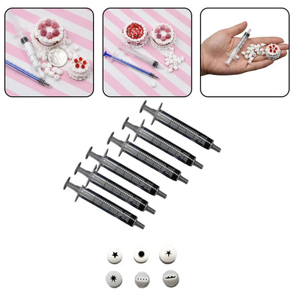 6PCS Mini Cake & Dessert Nozzles Set – Press Tools for Clay, Milk Cream, and Food Decoration