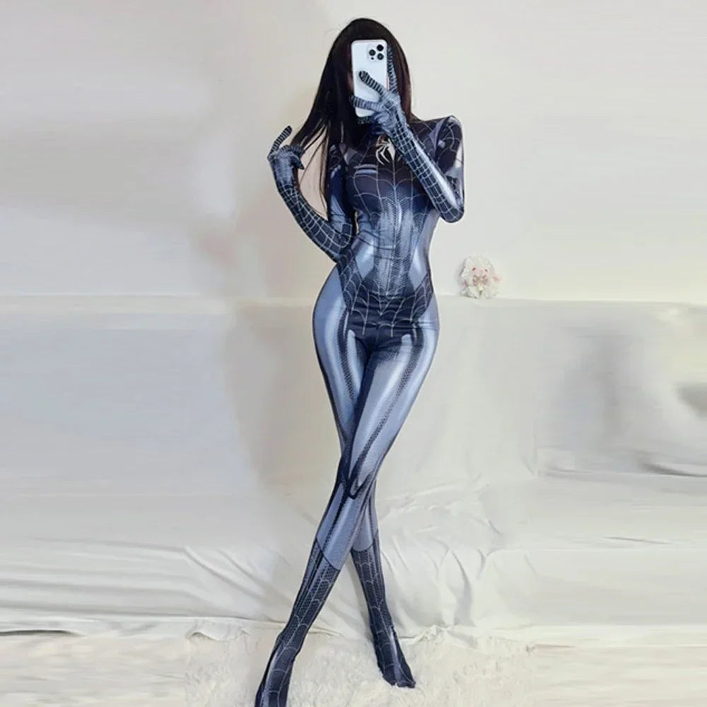 Spider-Man Superhero Cosplay Bodysuit – Avengers Venom Spandex Costume with Corset for Women and Girls