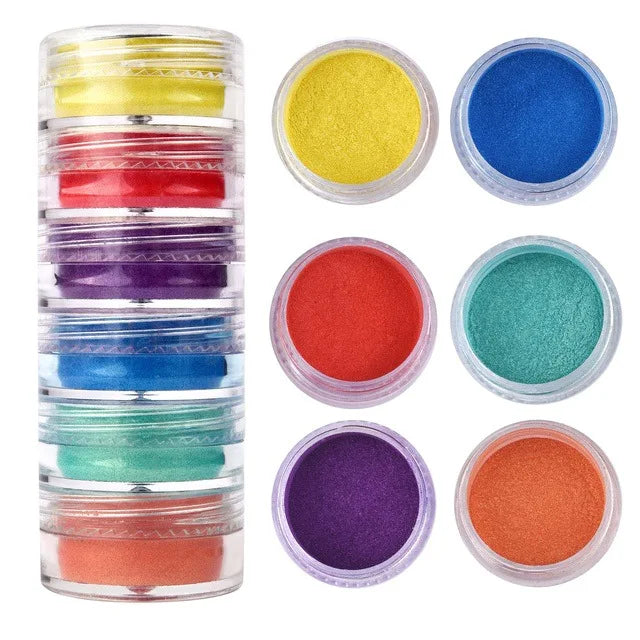 Crystal Clear Epoxy Resin Kit - AB Resin Glue with 6 Color Mica Powder for DIY Jewelry, Nail Art, Soap & Crafts