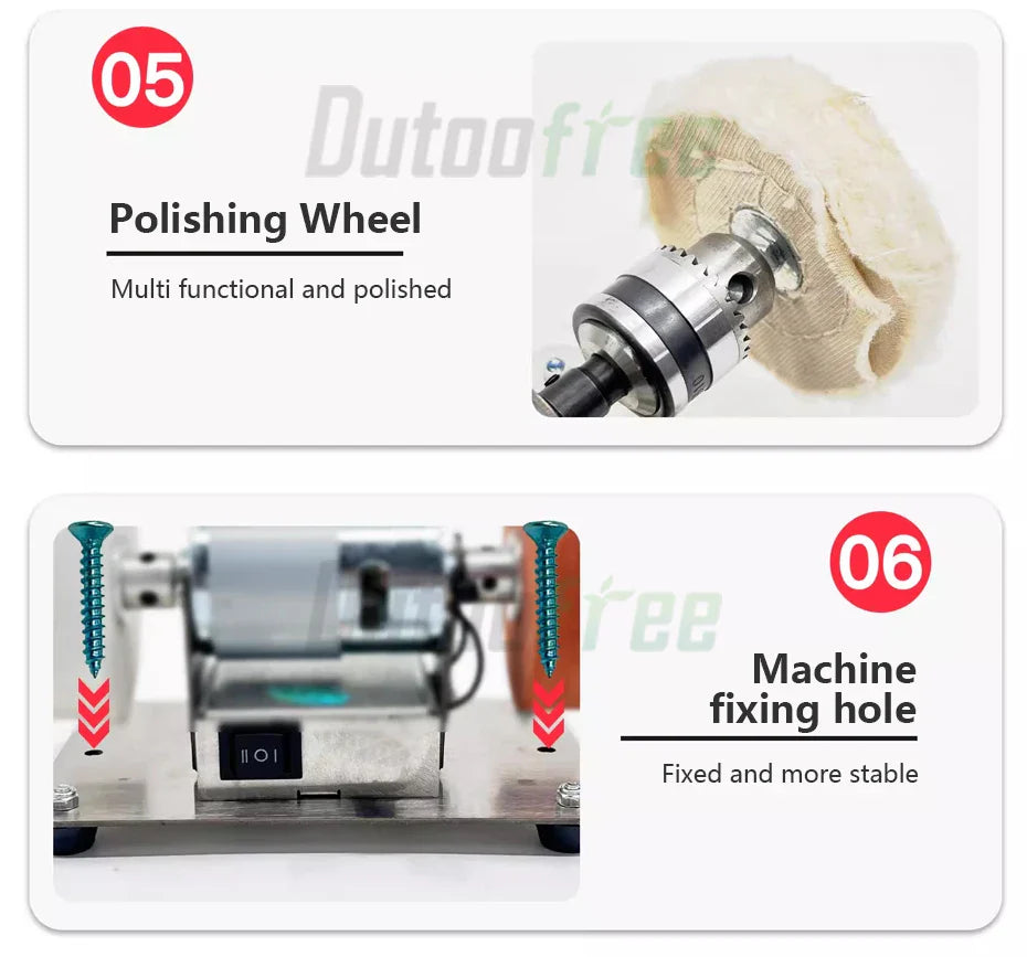 100W Double Table Grinder Machine — Electric Grinding Wheel for Coarse & Fine Polishing with Motorized Stone