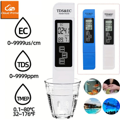 3-in-1 Water Quality Detection Pen – High Accuracy TDS & EC Meter for Household Drinking Water (0-9990ppm)