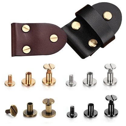 10 Sets Leather Craft Metal Rivets – Double Curved Head Screws for Belts, Straps, Luggage & DIY Projects