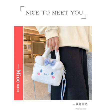 Sanrio Kawaii Plush Handbag – Kuromi, Cinnamoroll, My Melody Cartoon Anime Cosmetic & Travel Storage Bag for Women & Girls – Perfect Gift