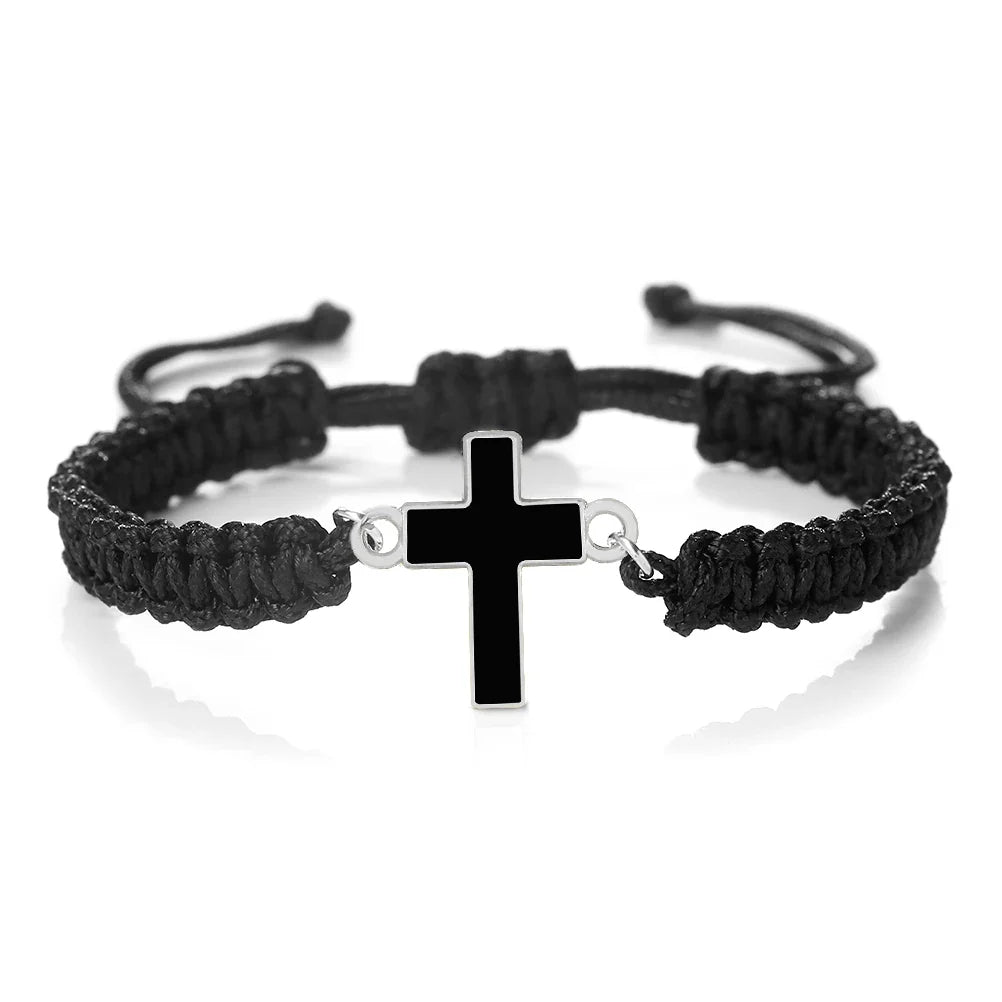 Jesus Cross Braided Bracelet - Handmade Christian Faith Friendship Bangle Jewelry Gift for Women & Men