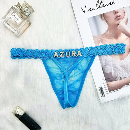 Custom Personalized Lace Thong Bikini – Sexy G-String Body Chain Lingerie with Name Letter Waist Chain Gift for Women