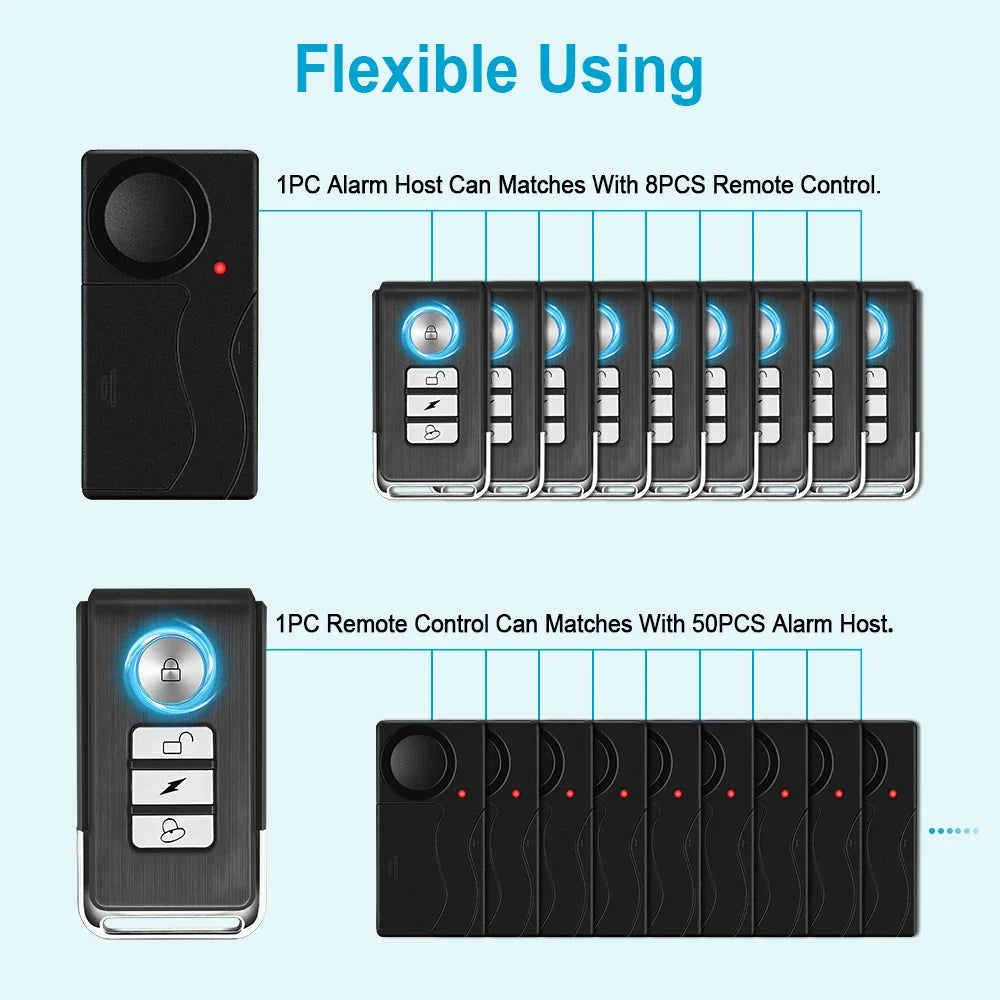 Awapow Wireless 110dB Vibration Bike Alarm with Remote Anti-Theft Home & Window Security