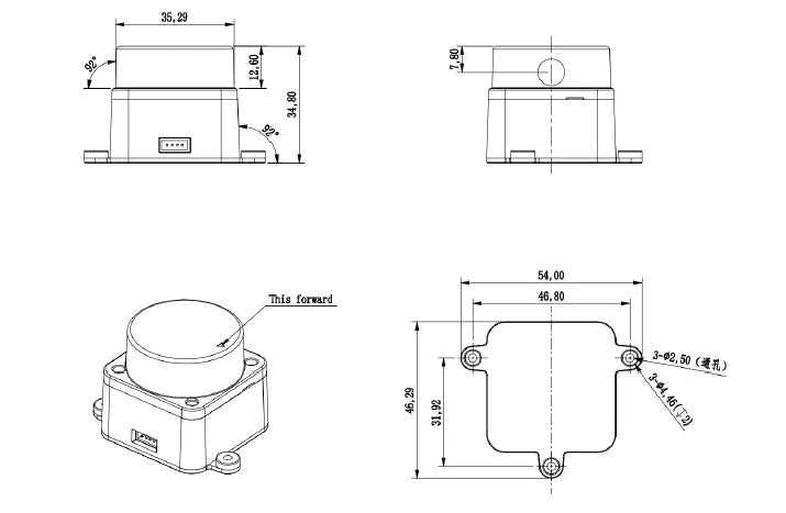 LDROBOT D500 360° Lidar Scanner — TOF Laser Radar 30000Lux, ROS1/ROS2 Compatible, Indoor & Outdoor Replacement for D300 Kit