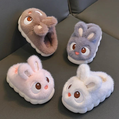 Cute Rabbit Kids’ Winter Slippers - Warm Fluffy Indoor House Shoes for Boys & Girls