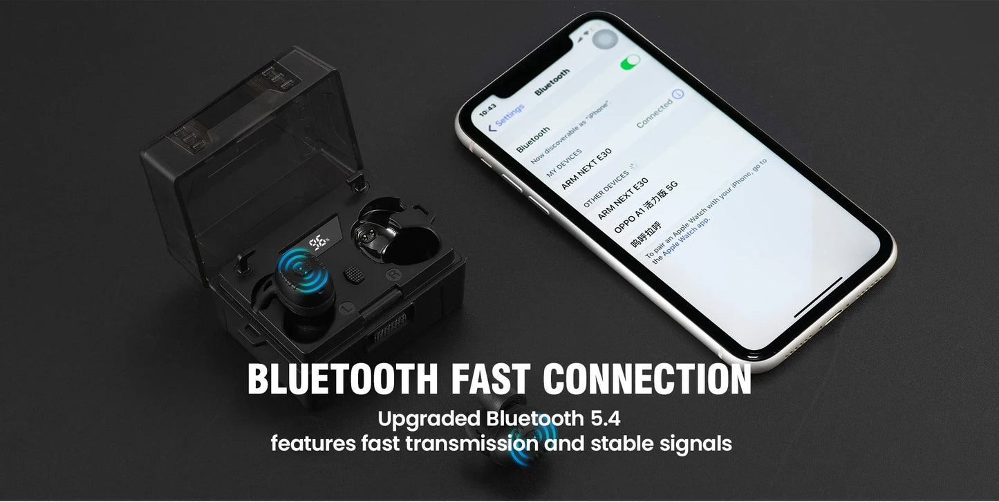 ARM NEXT E30 Tactical Bluetooth Headset – Electronic Noise-Cancelling Earplugs NRR27dB for Shooting
