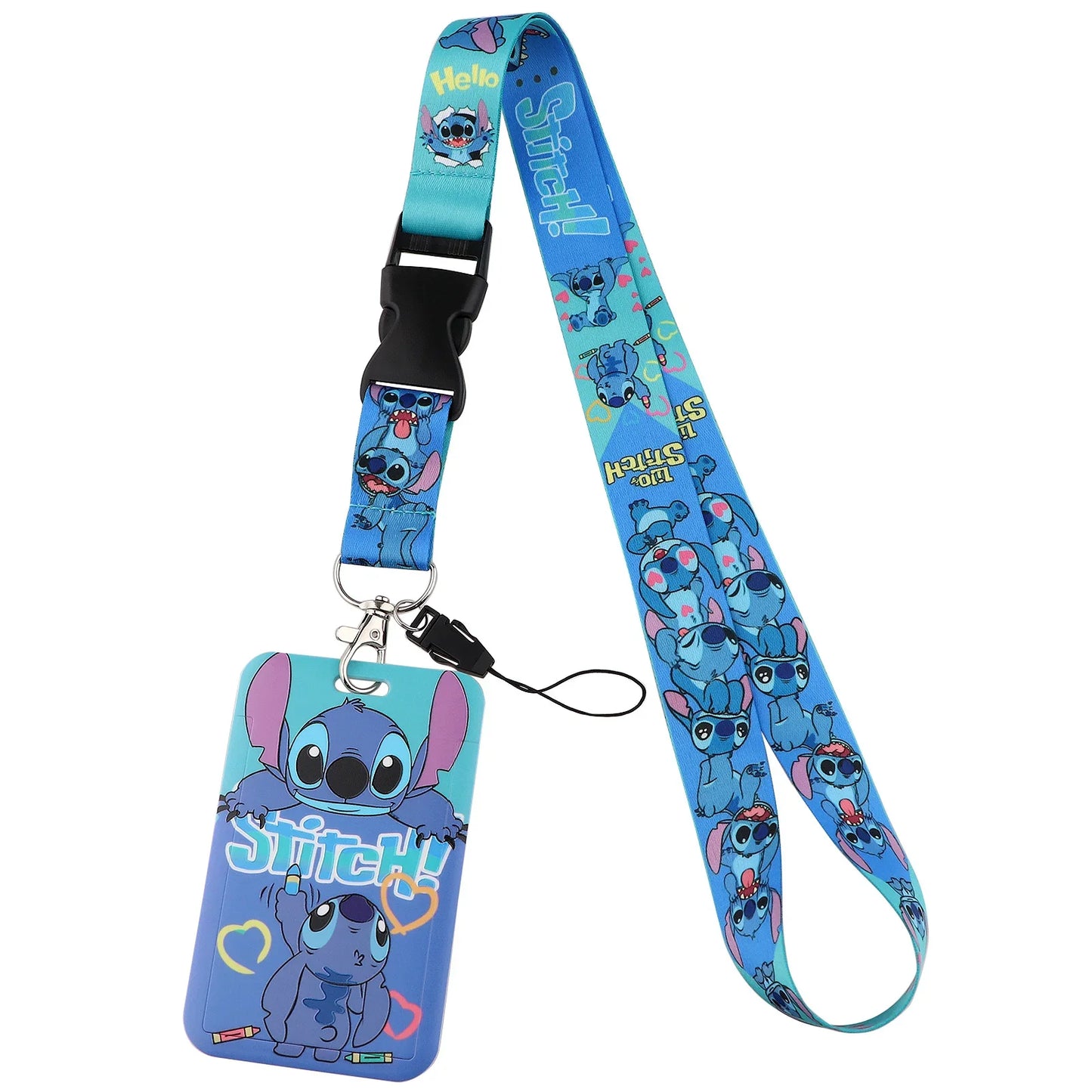 Cartoon Stitch Credential Holder Lanyard – Cute Neck Strap for Keychain, Pass & Credit Card Holder Accessories