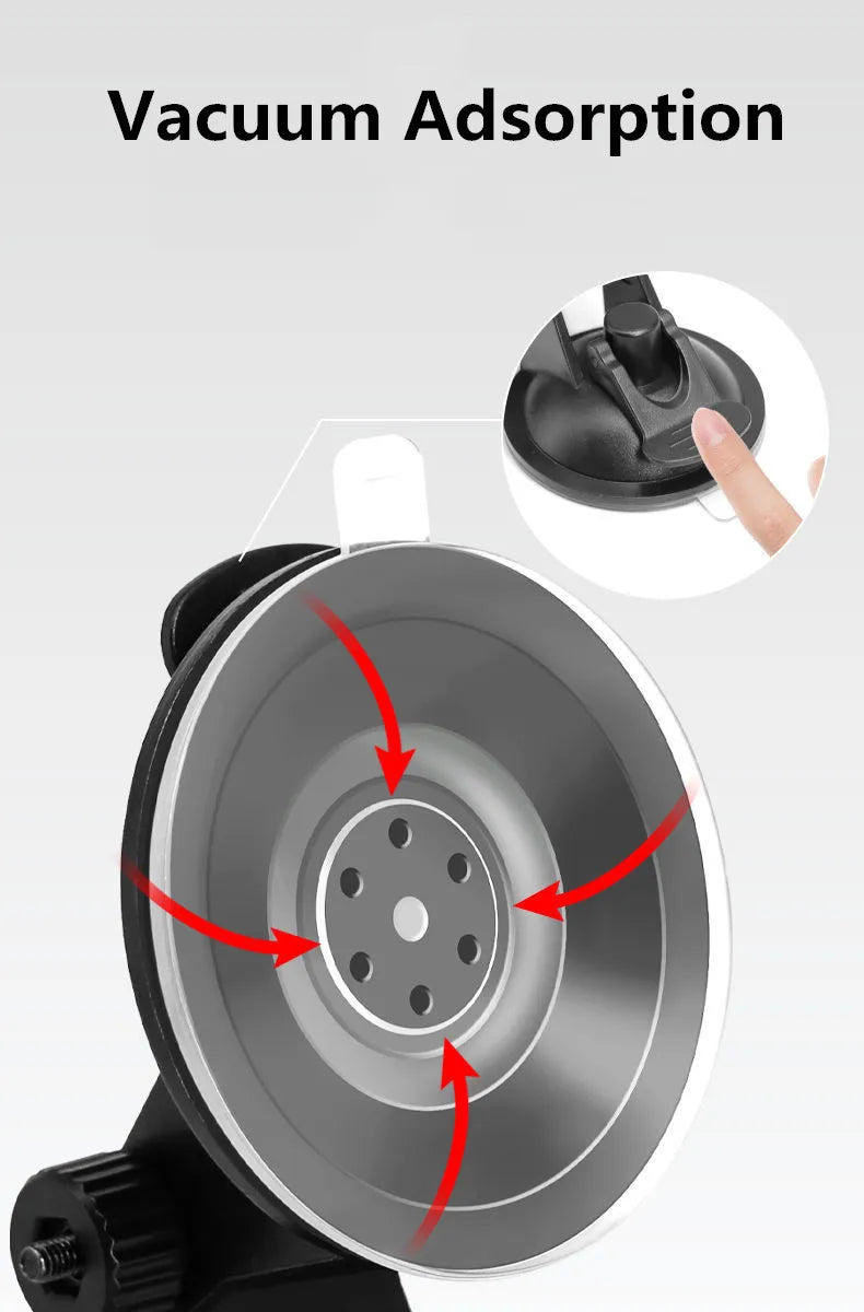 Suction Cup Car Mount with Tripod Adapter — Phone & GoPro Holder for Action Cameras