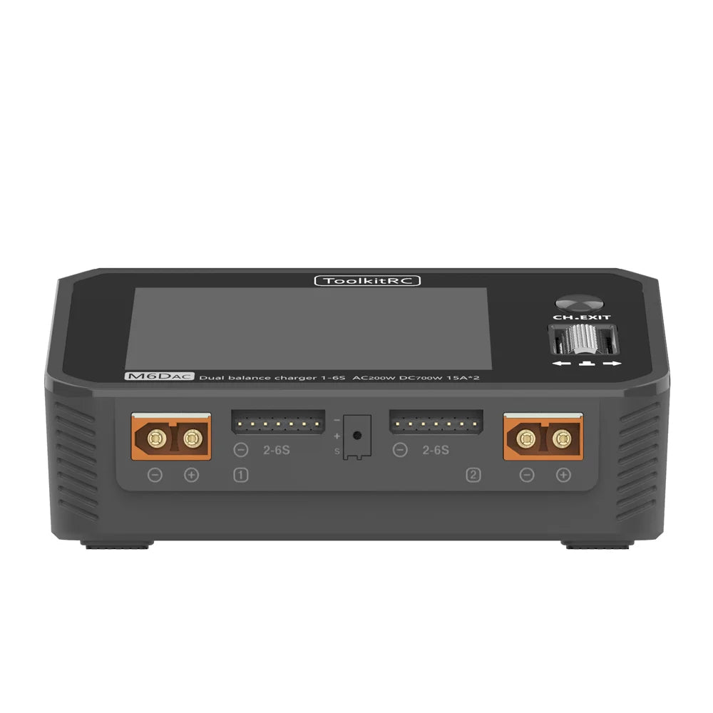 NEW ToolkitRC M6DAC Dual Channel Smart LiPo Battery Charger – 200W AC, 350W DC, 15A for 1-6S LiHV with 65W PD