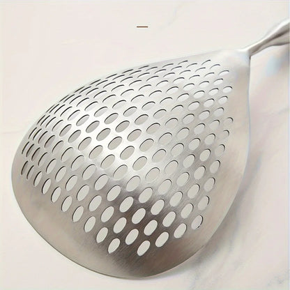 201 Stainless Steel Kitchen Strainer with Wood Handle – Pepper Seasoning Colander, Sieve & Cooking Scoop Spoon
