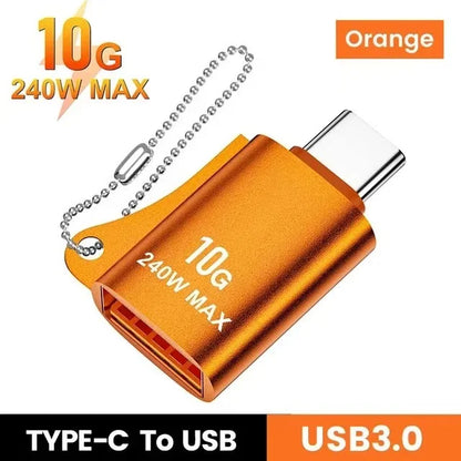 USB to Type-C Adapter — 10A OTG USB 3.0 Male to Female Converter for Fast Charging & Data Transfer, Compatible with MacBook, iPhone, Samsung
