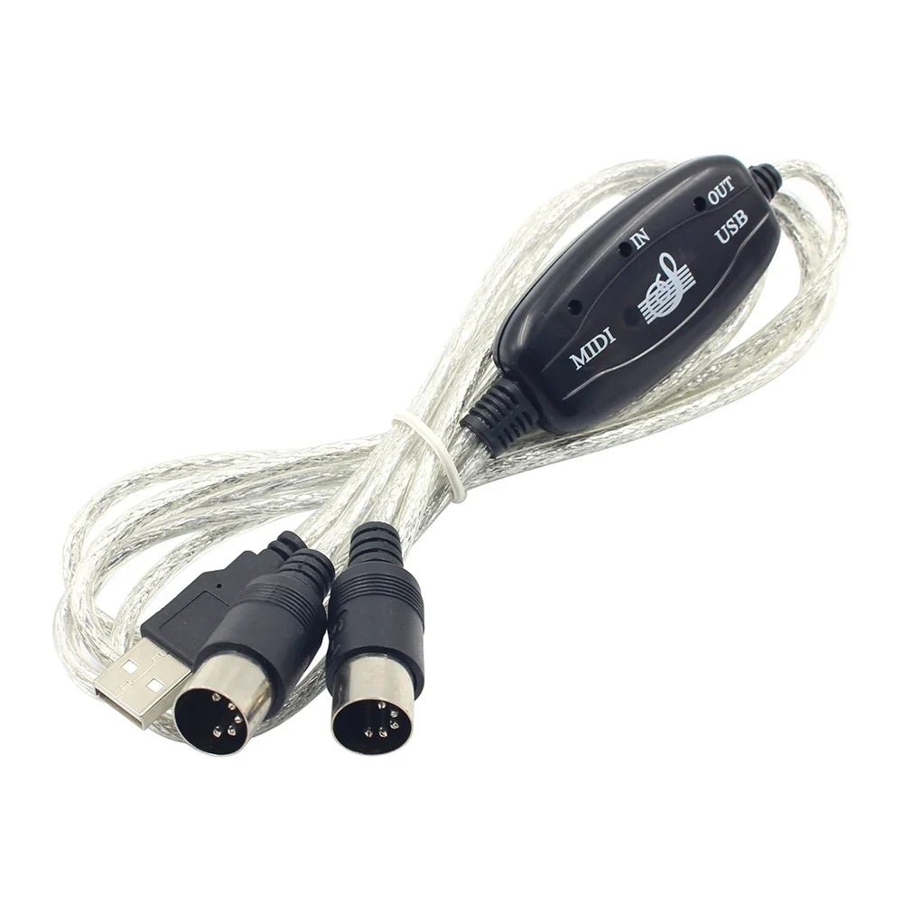 USB MIDI Cable Interface - USB to MIDI IN/OUT Converter Adapter for Keyboard, PC Audio & Music Recording