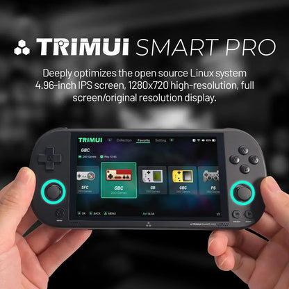 Trimui Smart Pro Handheld Game Console – 4.96'' IPS Screen, Linux System, Joystick, RGB Lighting, Retro Video Game Player