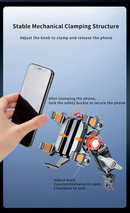 New Universal Motorcycle Phone Holder – High-Quality Alloy Shockproof Navigation Mount