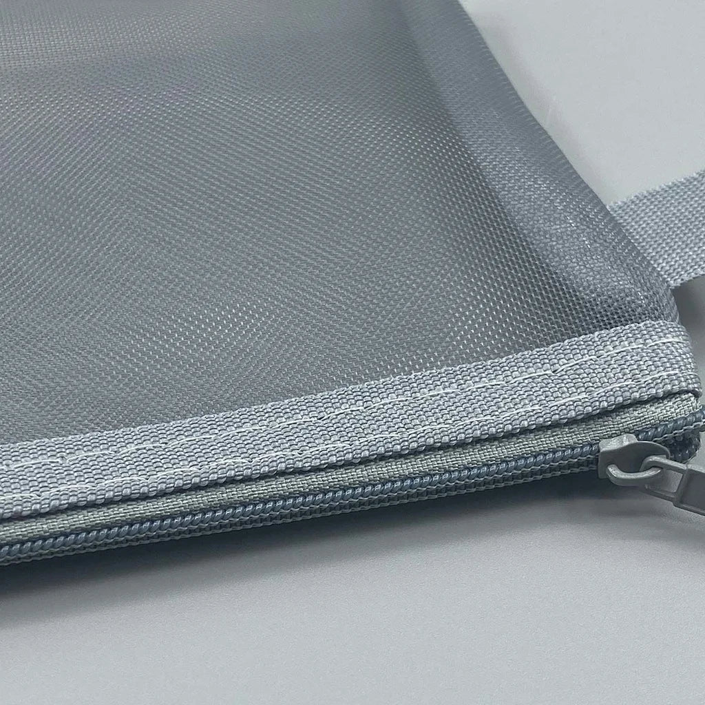 Large Transparent Mesh Pencil Case — Nylon Zip Storage Bag for School & Office Supplies
