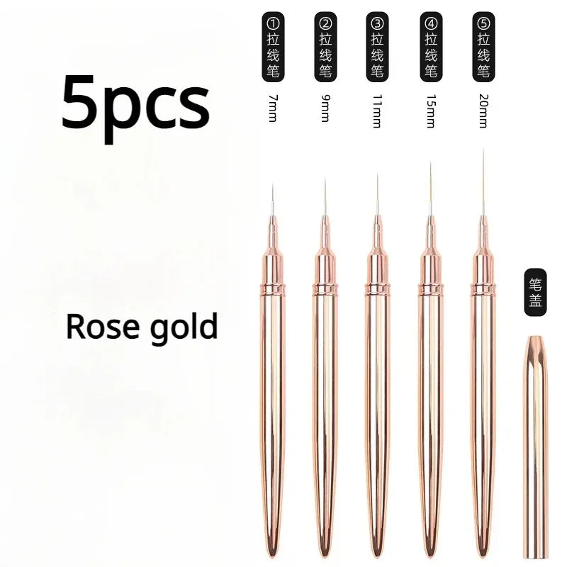 Nail Art Liner Brushes for Striping & Drawing – 6 to 25mm Design Pens, Professional Manicure Tools