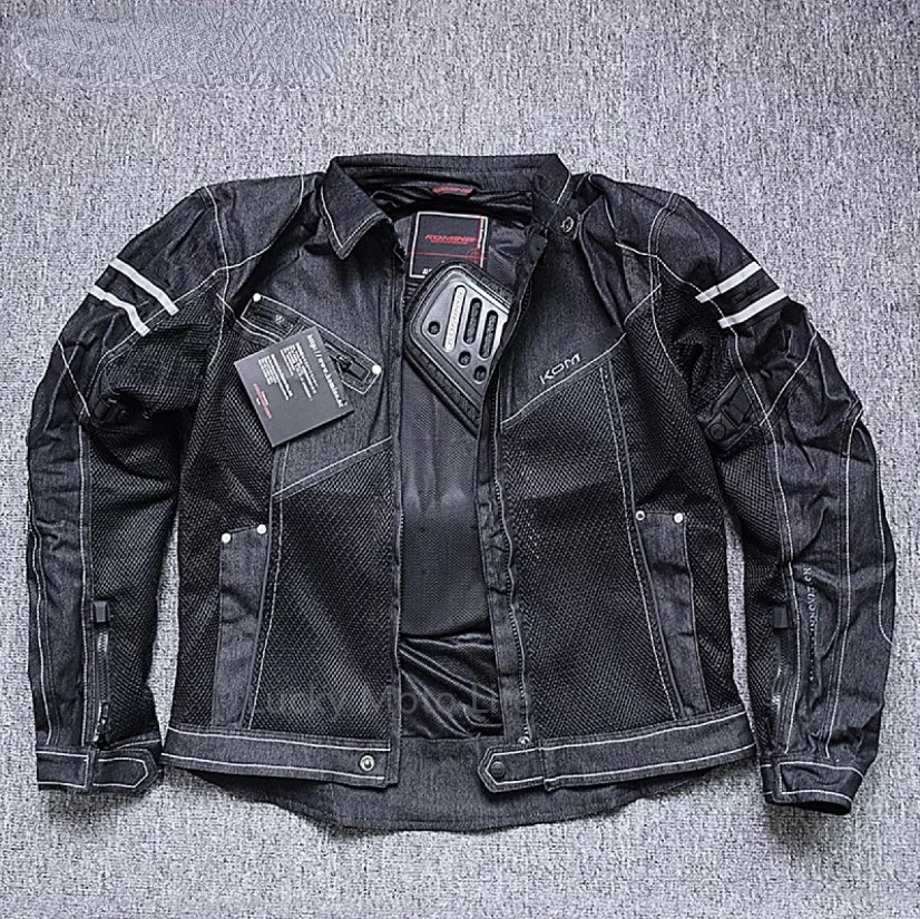 KOMINE JK006 Motorcycle Jacket - Breathable Denim Mesh Racing Riding Protective Gear High Performance Safety Clothing