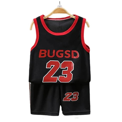 Children’s Summer Sleeveless T-Shirt and Shorts Set — Quick-Dry Sports Tank Top Outfit for Boys Basketball Training