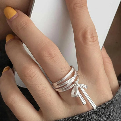 VENTFILLE 925 Sterling Silver Adjustable Ring – Vintage Hollow Line Punk Hip Hop Couple Jewelry