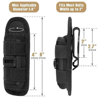 Tactical Flashlight Pouch - MOLLE Torch Holster EDC Carry Case for Camping & Hunting Gear