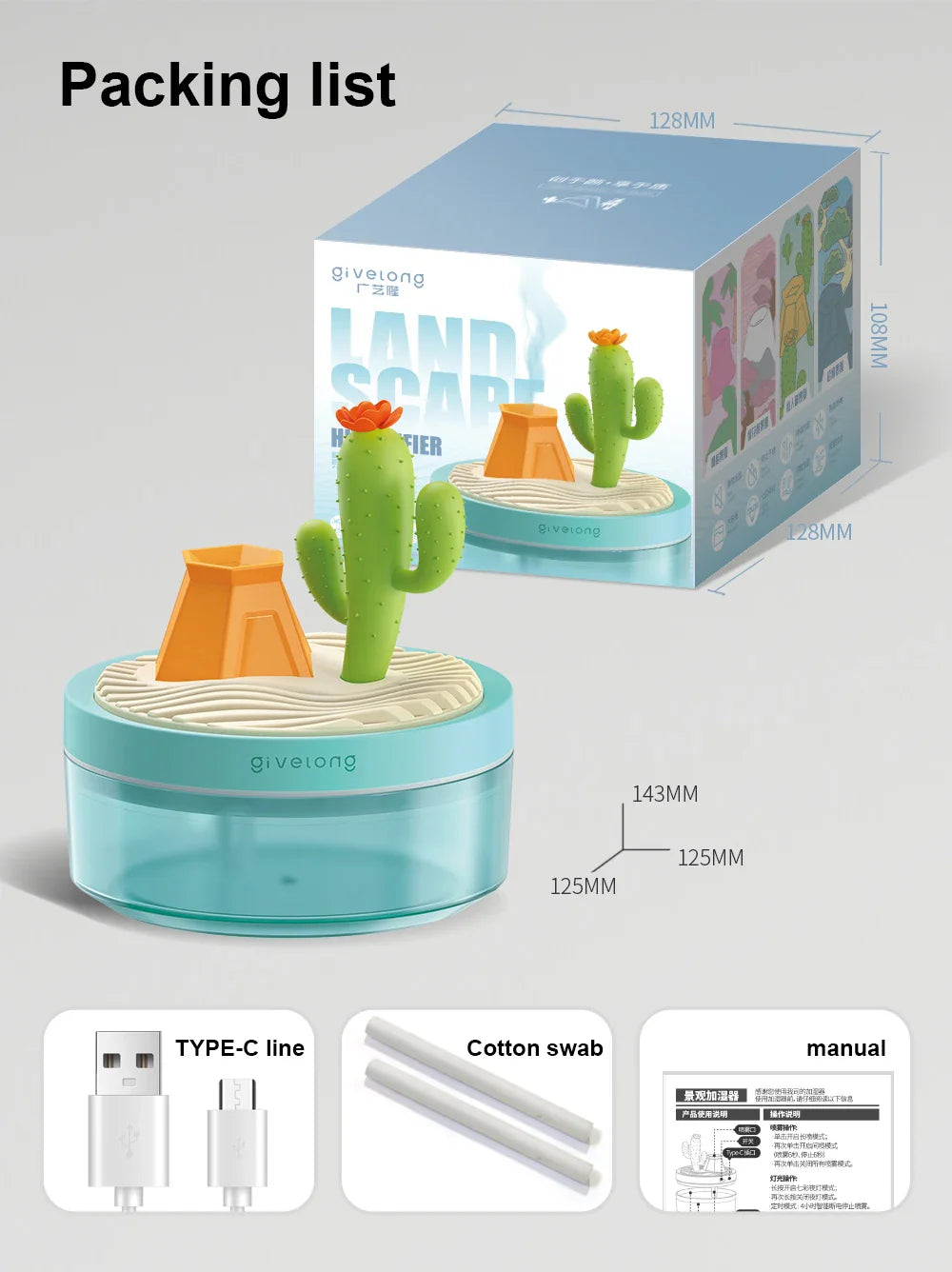 Landscape Air Humidifier – Small USB Spray, Silent Hydration for Bedroom, Desktop & Car, Aromatherapy Diffuser