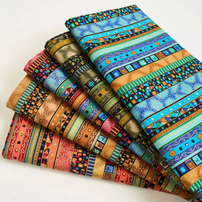 Striped Cotton Linen Upholstery Fabric - Bohemian Textile for Sofa Covers, Dresses, Pillowcases & Quilts