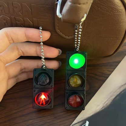 1/2Pcs Simulation Electronic Traffic Light Keychain – Mini LED Pedestrian Light Toy, Kids Cognitive Gift Pendant