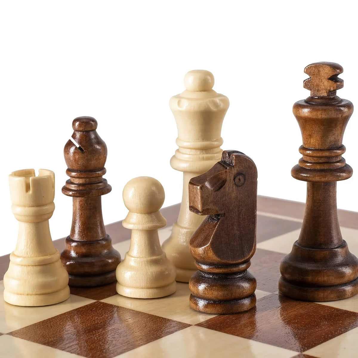 32-Piece Wooden Chess Set: Standard Staunton Wood Chessmen with 8cm King Height - Pieces Only, Board Not Included