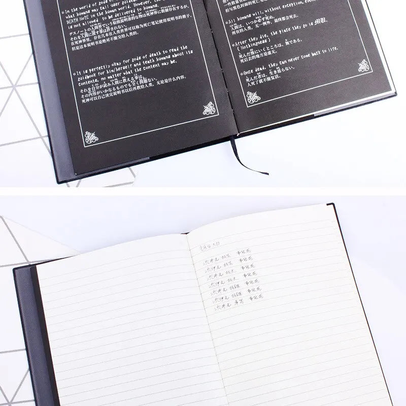 A5 Anime Notebook Set – Leather Journal, Feather Pen, Animation Art Writing Notepad with Necklace