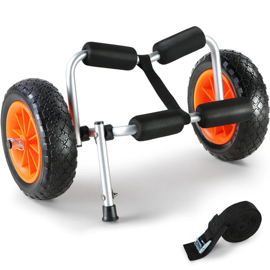 VEVOR Kayak Cart — 250lbs Foldable Canoe Trolley with 10" Tires & Support Foot for Paddleboards, Float Mats & Jon Boats