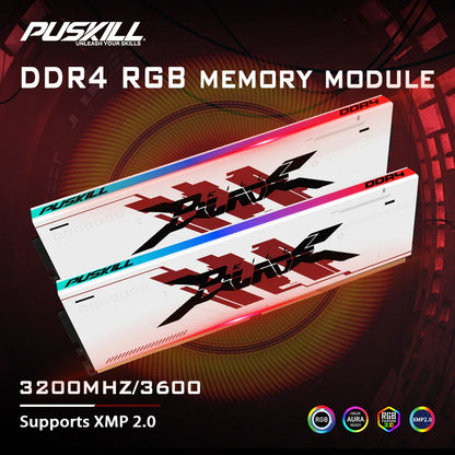 PUSKILL RGB DDR4 Gaming RAM – 8GB/16GB 3200MHz-3600MHz DIMM Desktop Memory