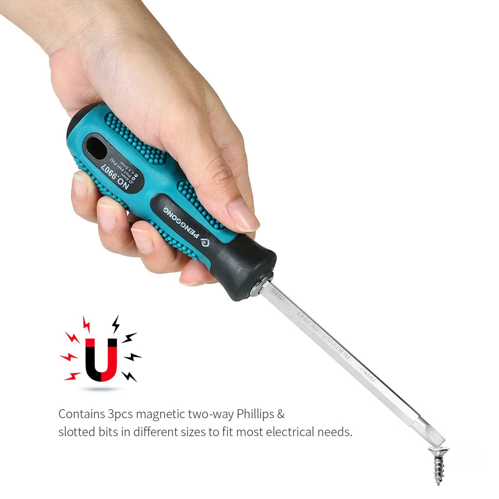 Multi-Functional Insulated Screwdriver Set – Magnetic Slotted & Phillips Bits Electrical Repair Tool Kit