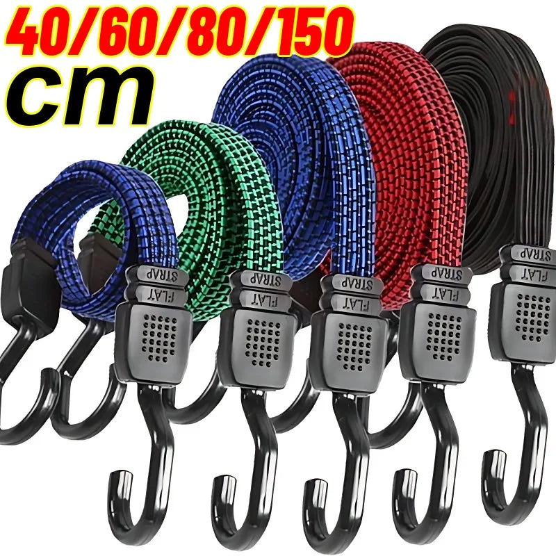 Elastic Rubber Luggage Rope with Hooks – Adjustable Strap for Bikes, Roof Racks, and Car Accessories