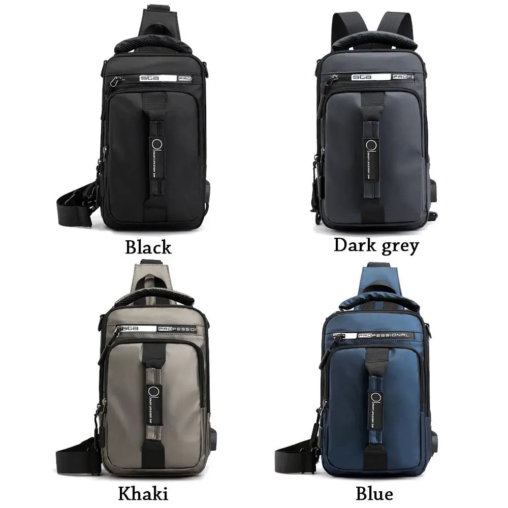Men's Anti-Theft Sling Chest Bag – Crossbody Messenger Backpack with USB Charging Port