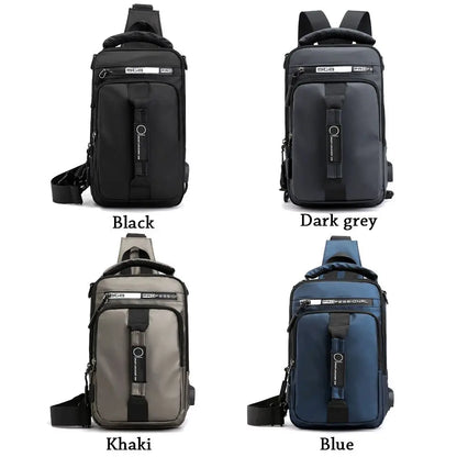 Men's Anti-Theft Sling Chest Bag – Crossbody Messenger Backpack with USB Charging Port