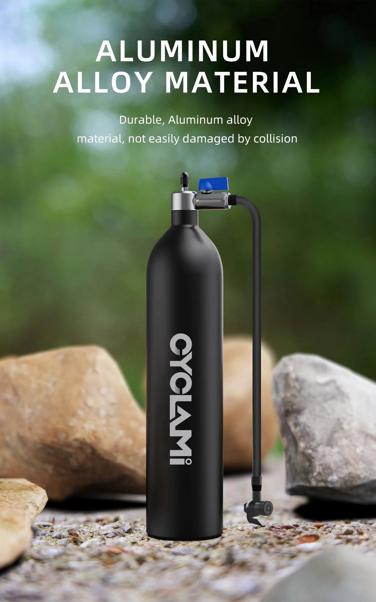 CYCLAMI 1.2L Aluminum Alloy MTB Road Tire Inflator – Valve Gas Cylinder for Tubeless 29" Bike Tires