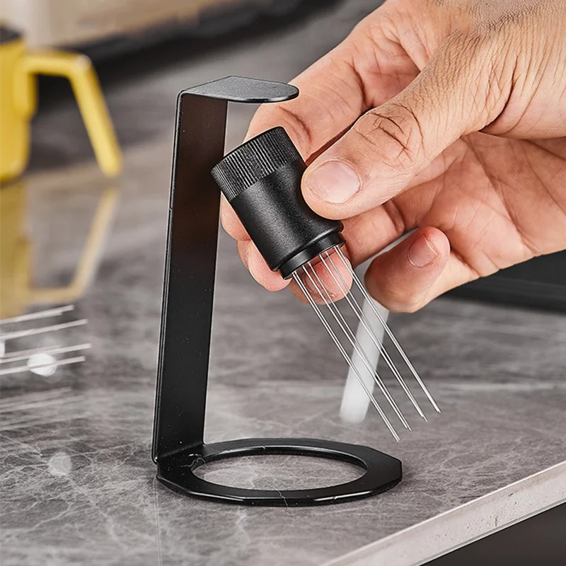 WDT Espresso Coffee Stirrer Tool with 8 Needles & Magnetic Stand – Barista Coffee Distribution Tool