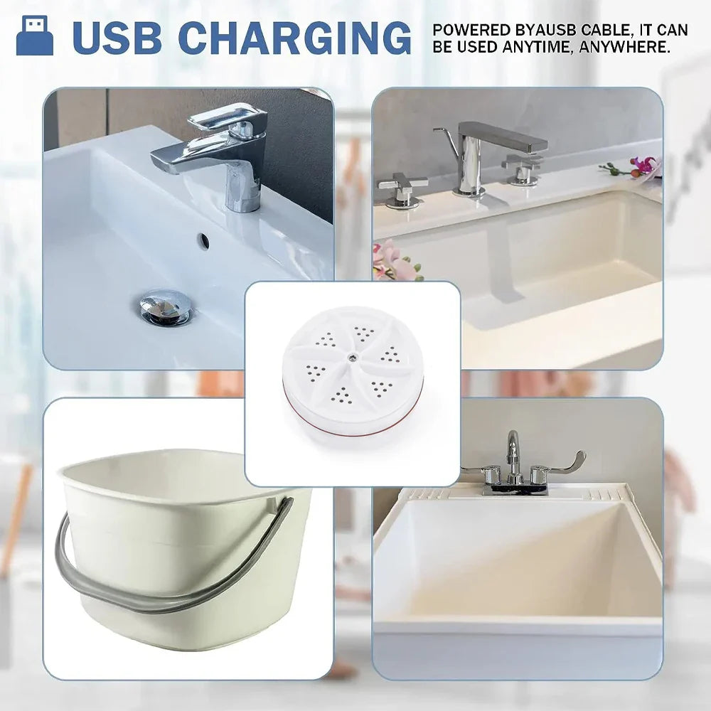 Mini USB Washing Machine – Portable Turbine Washer for Socks, Underwear & Dishes, Ideal for Travel & Business Trips