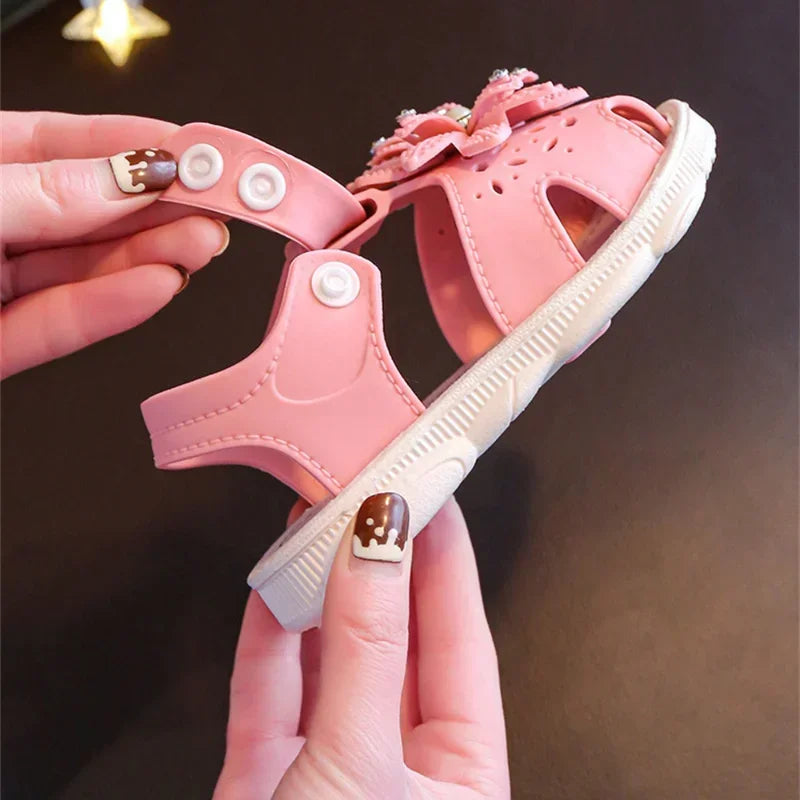 Children's Bow Sandals - Soft PVC Non-Slip Summer Beach Shoes for Baby Girls
