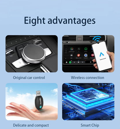 Acodo Wired to Wireless CarPlay Dongle – Android Auto Adapter, Fast WiFi, USB Type-C Plug & Play