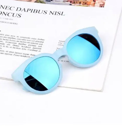 Kids Retro Round Sunglasses – Colorful Reflective UV400 Eyewear for Boys & Girls