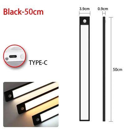 LED Motion Sensor Night Light - Wireless USB Rechargeable Under Cabinet Light for Kitchen, Bedroom & Wardrobe