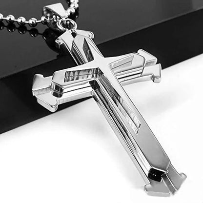 2025 Cross Pendant Necklace for Men – Zircon Black Gold Stainless Steel Hip Hop Punk Chain Jewelry, Simple Cool Fashion Gift