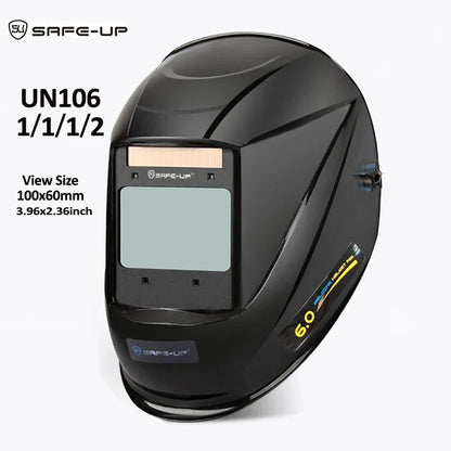 Auto Darkening Welding Helmet – TRUE Color 1/1/1/1 Large View 100x97mm with 4 Sensors for MIG/MAG/MMA
